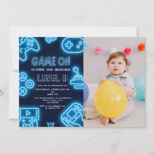 Invitation Toute année jeu vidéo photo anniversaire