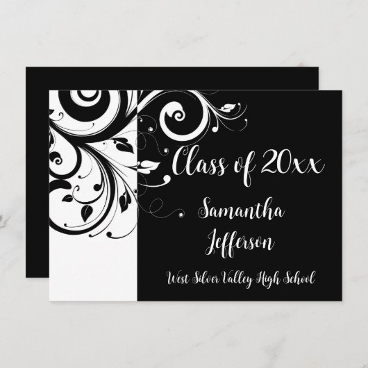 Invitation Toute Année ~ Luxueux Tourbillon Noir/Blanc de Rem (Devant / Derrière)