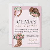 Invitation Toute année western cowgirl photo anniversaire (Devant)