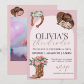 Invitation Toute année western cowgirl photo anniversaire (Devant / Derrière)