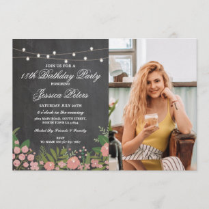 Invitation Toute Balle d'âge 18e fête d'anniversaire Fleurs f