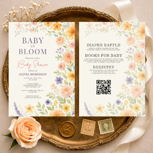 Invitation Toute en une Baby In Bloom Floral Baby Shower