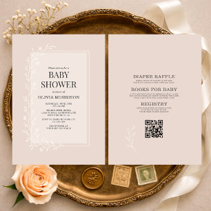 Invitation Toute en une Fête Rose Botanique Florale Baby Show