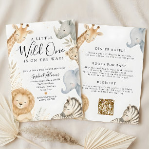 Invitation Toute en Une Fête Sauvage Safari Animaux Baby Show