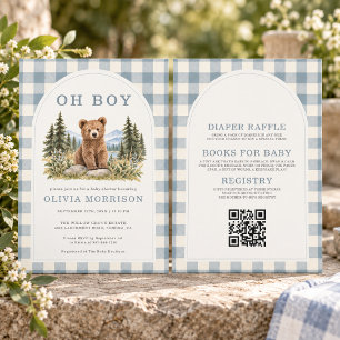 Invitation Toute en une Oh Garçon Ourson de la Forêt Baby Sho