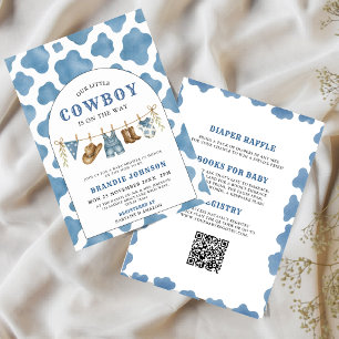 Invitation Toute en Une Petite Fête de Naissance de Cowboy Bl