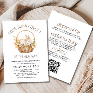 Invitation Toute en Une Some Bunny Sweet Fille Baby Shower