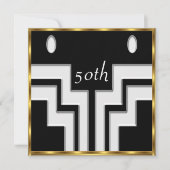 Invitation Toute fête d'anniversaire Blanc Noir (Devant)