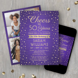 Invitation Toute fête d'anniversaire Félicitations Violet et