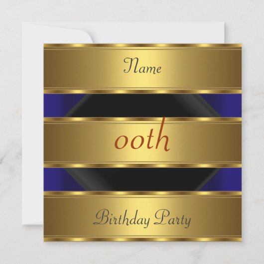Invitation Toute fête d'anniversaire Gold Black 3 (Devant)