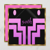 Invitation Toute fête d'anniversaire rose noir (Devant / Derrière)