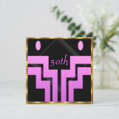 Invitation Toute fête d'anniversaire rose noir (Debout devant)