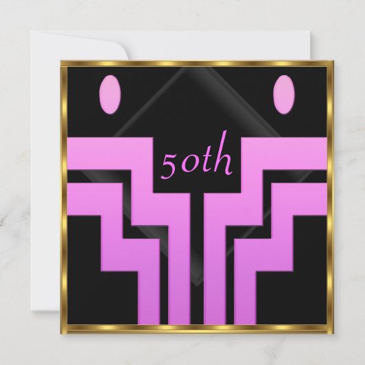 Invitation Toute fête d'anniversaire rose noir (Devant)