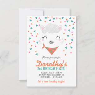 Invitation toute fille d'âge ANNIVERSAIRE FIESTA alpaca llama
