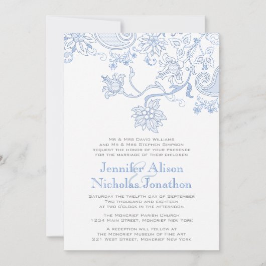 Invitation Toute Fleurs de couleur et mariage de dentelle de (Devant)