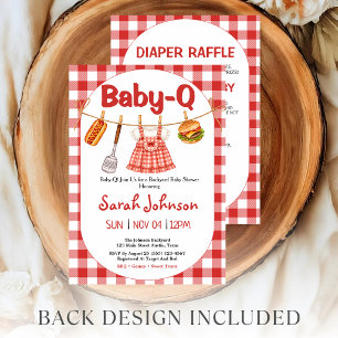 Invitation Toute la Fête Bébé-Q Rouge Gingham Fille Baby Show