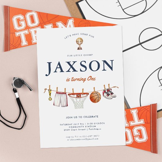 Invitation Toute l'étoile 1er anniversaire | Champ de basket-