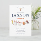 Invitation Toute l'étoile 1er anniversaire | Champ de basket- (Debout devant)