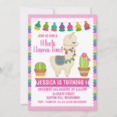 Invitation Toute l'invitation d'anniversaire amusant de lama (Devant)