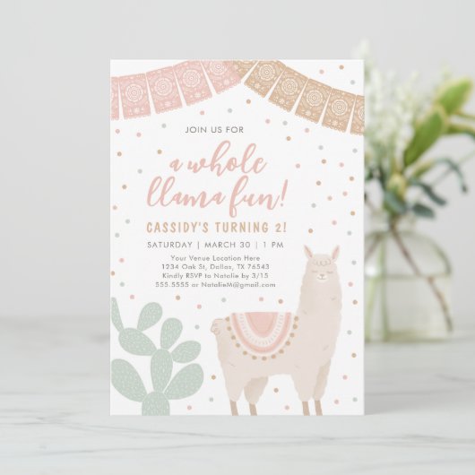Invitation Toute Llama Amusante Llama Alpaca Fille Anniversai (Debout devant)