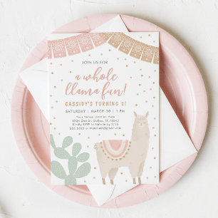 Invitation Toute Llama Amusante Llama Alpaca Fille Anniversai