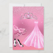 Invitation Toute mascarade rose d'âge fête d'anniversaire (Dos)