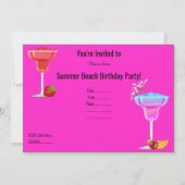 INVITATION TOUTE OCCASION BEACH COCKTAIL PARTY FLURO ROSE (Dos)