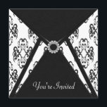 Invitation Toute occasion Black Damask Party<br><div class="desc">Design élégant en damas noir et blanc avec modèle d'invitation multi-usages en diamants et en garniture noire. Ce design modèle fonctionne bien comme une invitation à une fête d'anniversaire, cocktail, fête de vacances, événement d'entreprise, événement de cravate noire, fête de retraite, fête de remise de diplômes et toute autre occasion...</div>