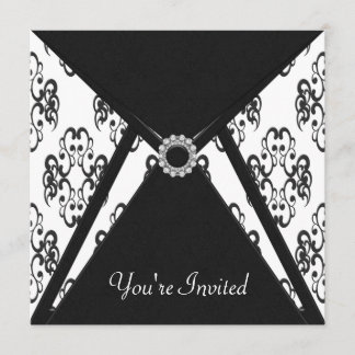 Invitation Toute occasion Black Damask Party