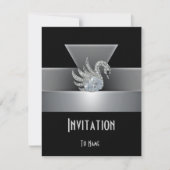 Invitation Toute Occasion Black Silver Swan Art Dé (Devant)