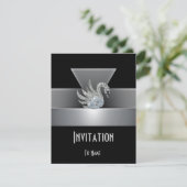 Invitation Toute Occasion Black Silver Swan Art Dé (Debout devant)