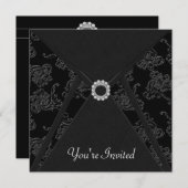 Invitation Toute occasion élégante Black Party (Devant / Derrière)