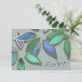 Invitation Toute Occasion Fleurs Aquarelle Bleu Vert Or (Debout devant)