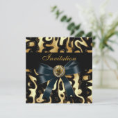 Invitation Toute Occasion Noir Or Afrique Abstrait (Debout devant)