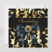 Invitation Toute Occasion Noir Or Afrique Abstrait (Devant)