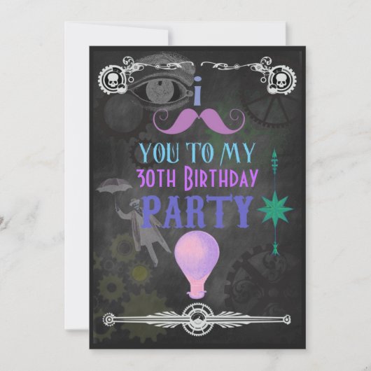 Invitation Toute occasion Steampunk Chalkboard Party Invitati (Devant)