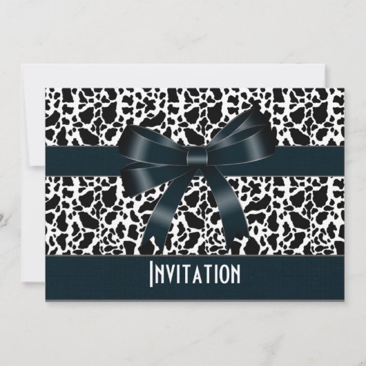 Invitation Toute Occasion Vache blanche noire Bow  (Devant)