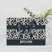 Invitation Toute Occasion Vache blanche noire Bow (Debout devant)