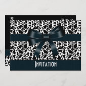 Invitation Toute Occasion Vache blanche noire Bow  (Devant / Derrière)