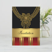 Invitation Toute partie or noir rouge (Debout devant)