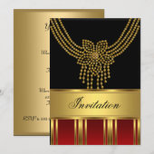 Invitation Toute partie or noir rouge (Devant / Derrière)