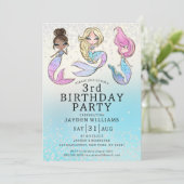 Invitation Toute Parties scintillant d'âge Sirène fille Anniv (Debout devant)