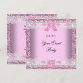 Invitation Toute Parties scintillant de fête Coeur de dentell (Devant / Derrière)