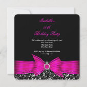 Invitation Toute Parties scintillant de luxe âge Hot rose Bow (Dos)