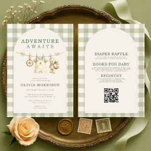 Invitation Toute une aventure en forêt attend la baby shower