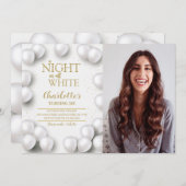 Invitation Toute White Anniversaire Fête Une Nuit En Blanc Ph (Devant / Derrière)