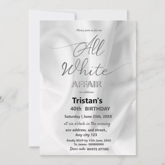 Invitation Toutes les affaires blanches ou la fête (Devant)