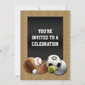 Invitation Toutes les balles de sport Star avec mur de brique (Dos)