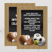 Invitation Toutes les balles de sport Star avec mur de brique (Devant / Derrière)