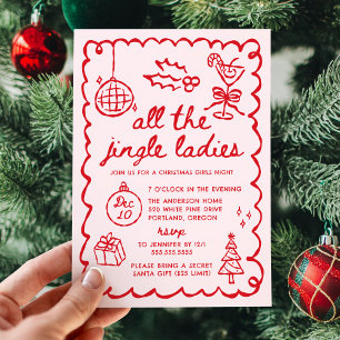 Invitation Toutes les Jingle Ladies Soirée Filles de Noël Par